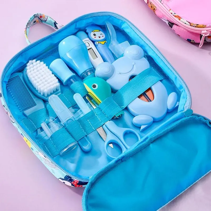 Kit Higiene Infantil Azul Bolsa Aspirador Nasal Tesoura