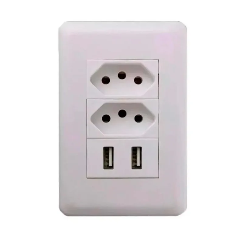 Tomada Usb Universal Branco Dupla Parede Bivolt