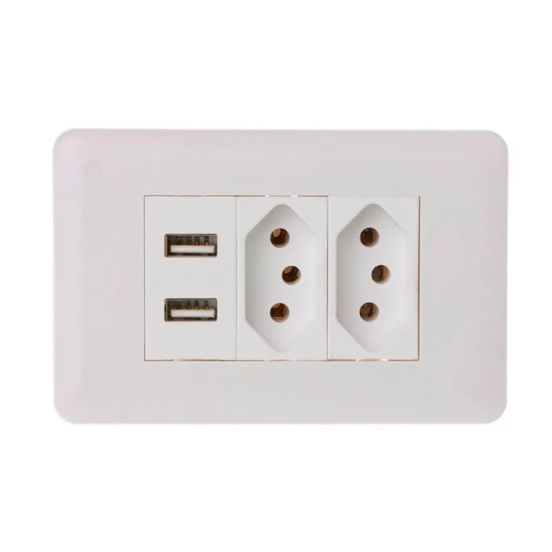 Tomada Usb Universal Branco Dupla Parede Bivolt