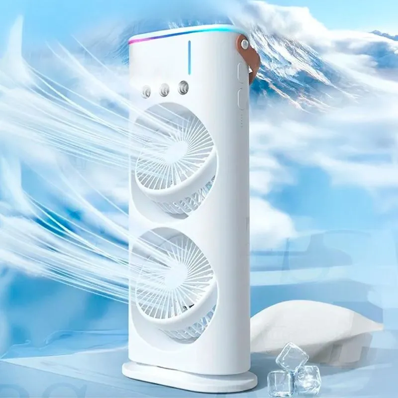 Ventilador Usb Torre Potente Duplo Mesa Umidifica Ar