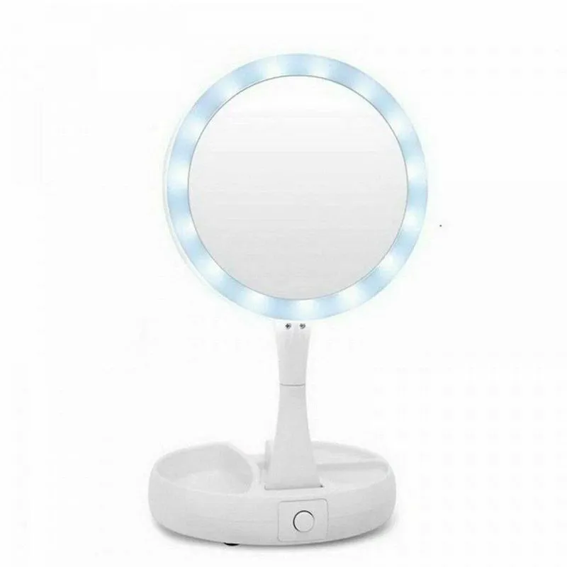 Espelho Led Ajustável Iluminado Dupla Face Dobrável Portátil