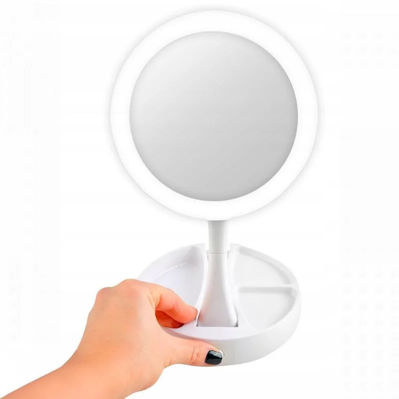 Espelho De Bancada Dobrável Led Zoom Perfeito Maquiagem