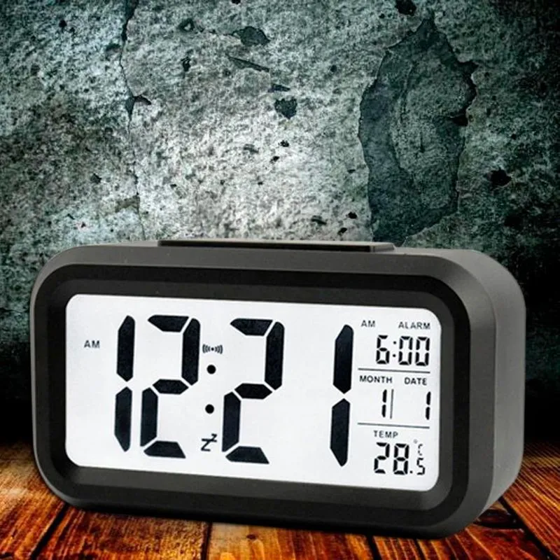 Relógio Digital Pequeno Com Luz Noturna Data E Alarme