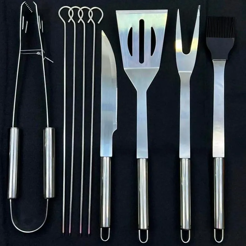 Kit Churrasco Inox Com Peças Para Cozinha E Jardim