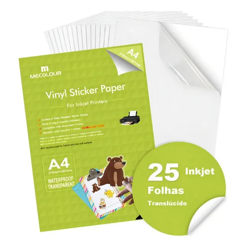 10x Vinil Adesivo À Prova D'água Branco Translúcido Imperme