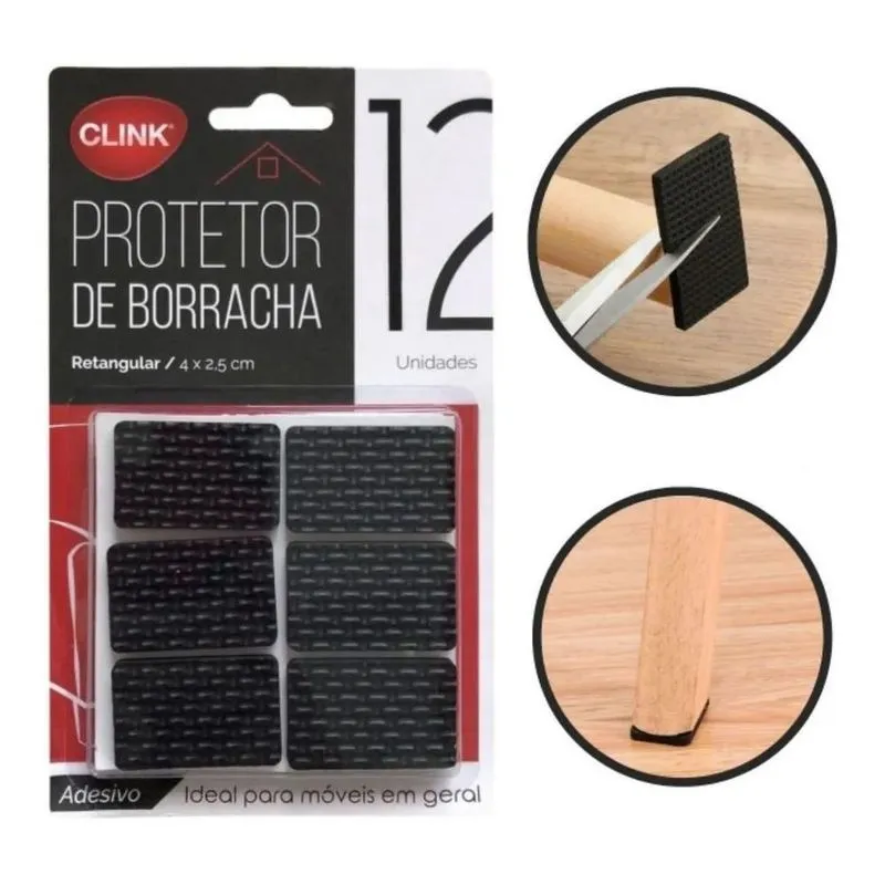 2x Protetor Móveis Cadeiras Mesa Emborrachado Retangular 4x2