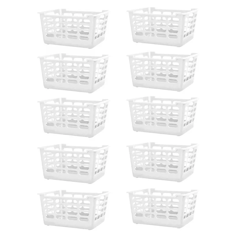 10 Cestos Multiuso Atenas Pequeno 25x15x29 Branco Vazado