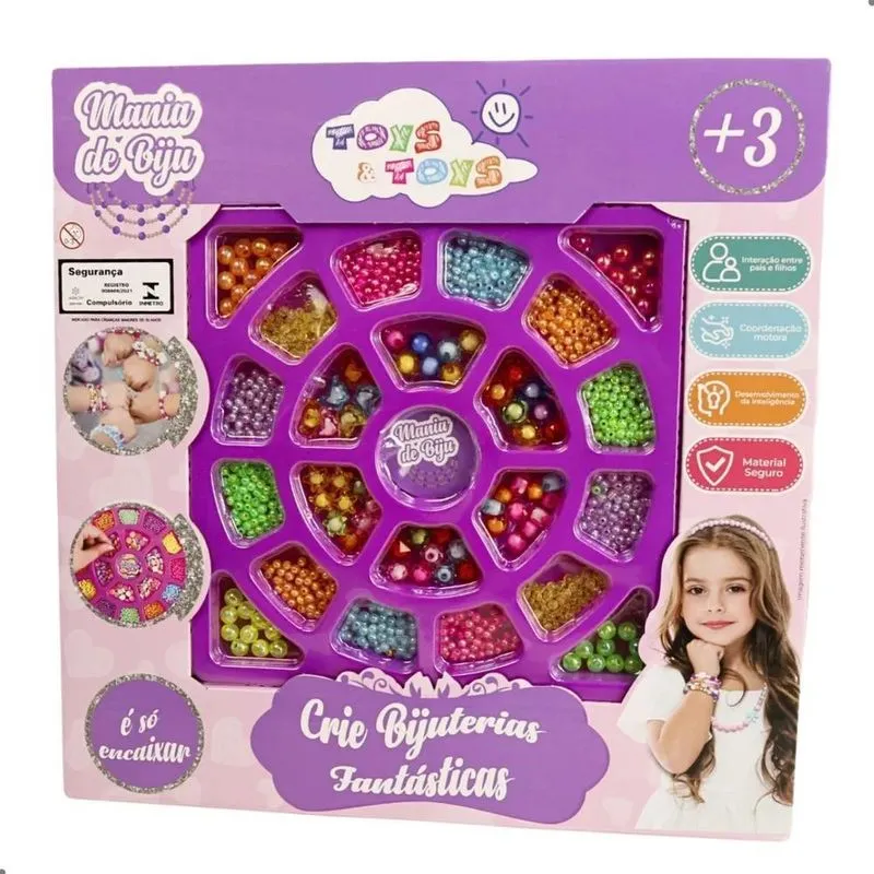 2x Kit Para Fazer Pulseira Miçangas Infantil Bijuteria 800 P