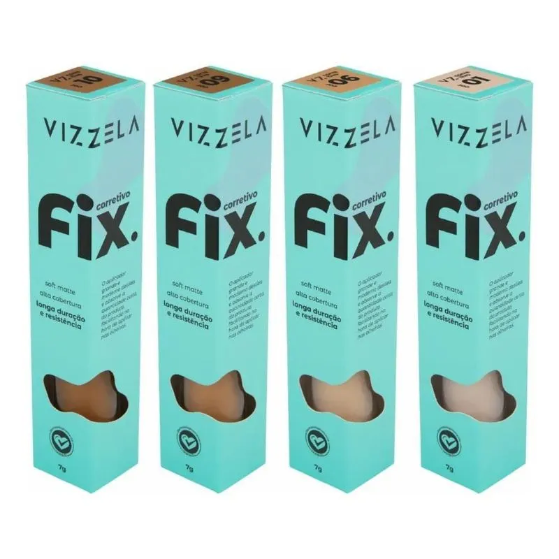2x Corretivo Fix Vegano Vizzela 7g - Escolha O Seu