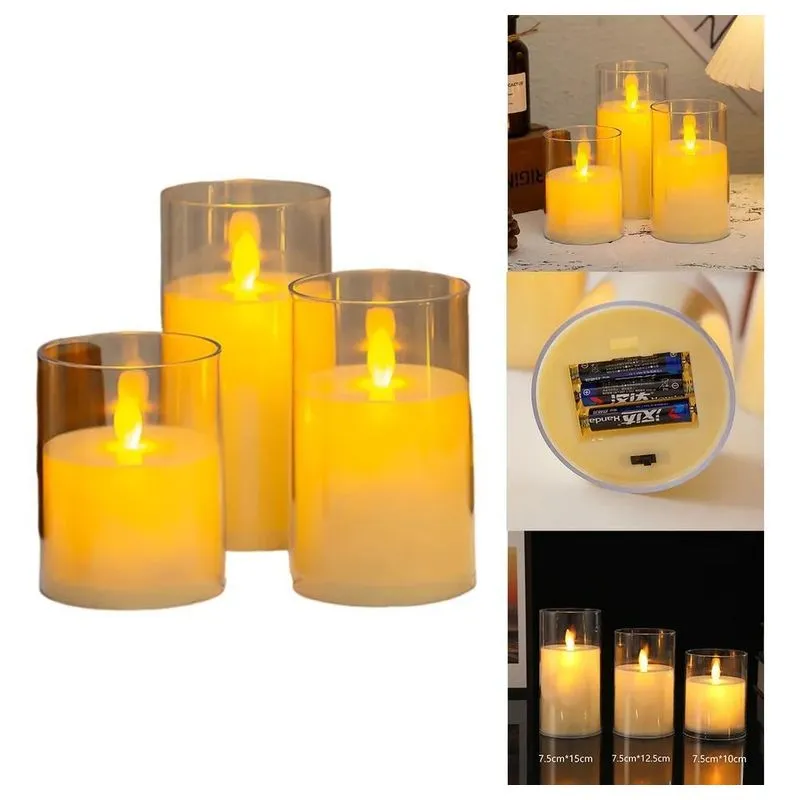 5x Kit 3 Velas De Led Eletrônica Transparente 7.510/12.5/15
