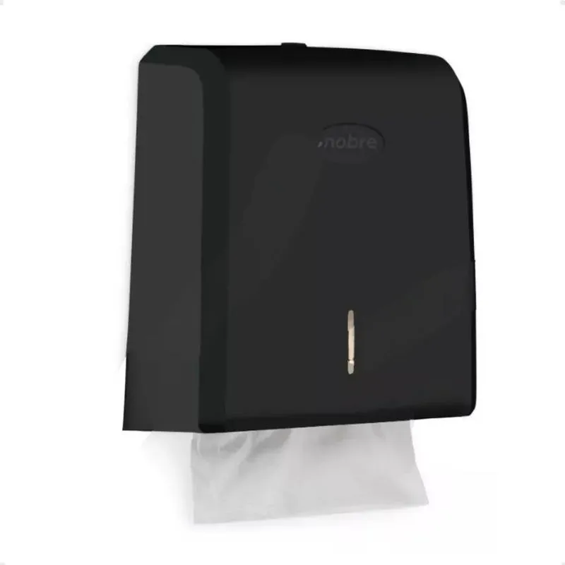 2x Toalheiro Dispenser Suporte Porta Papel Toalha Preto Folh