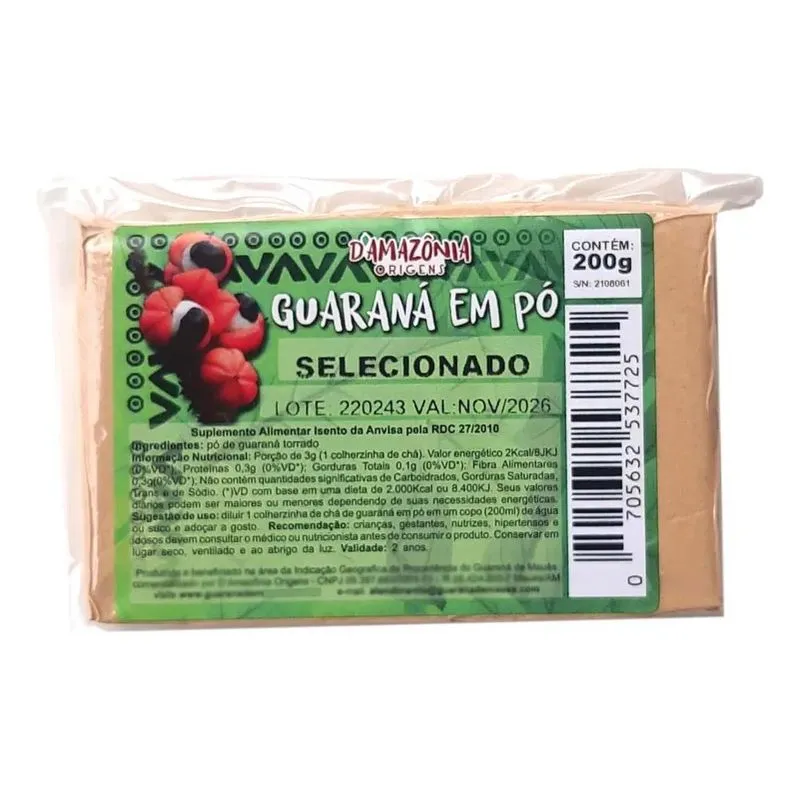 3x Guaraná Em Pó Selecionado - Embalado A Vácuo - Pacote 200