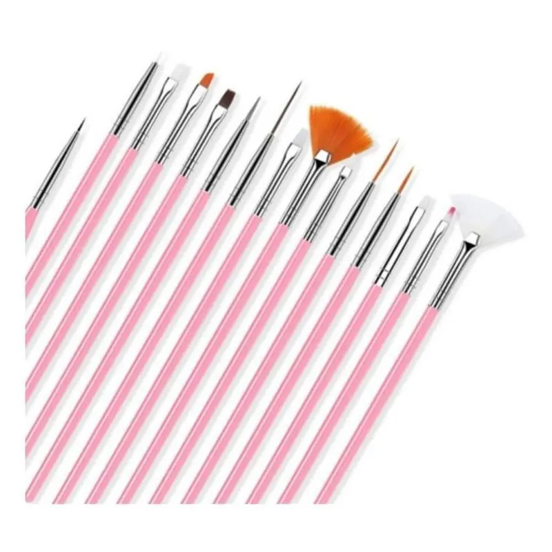 10x Kit De Pincel Unha Decorada Gel Acrigel 15 Pincéis