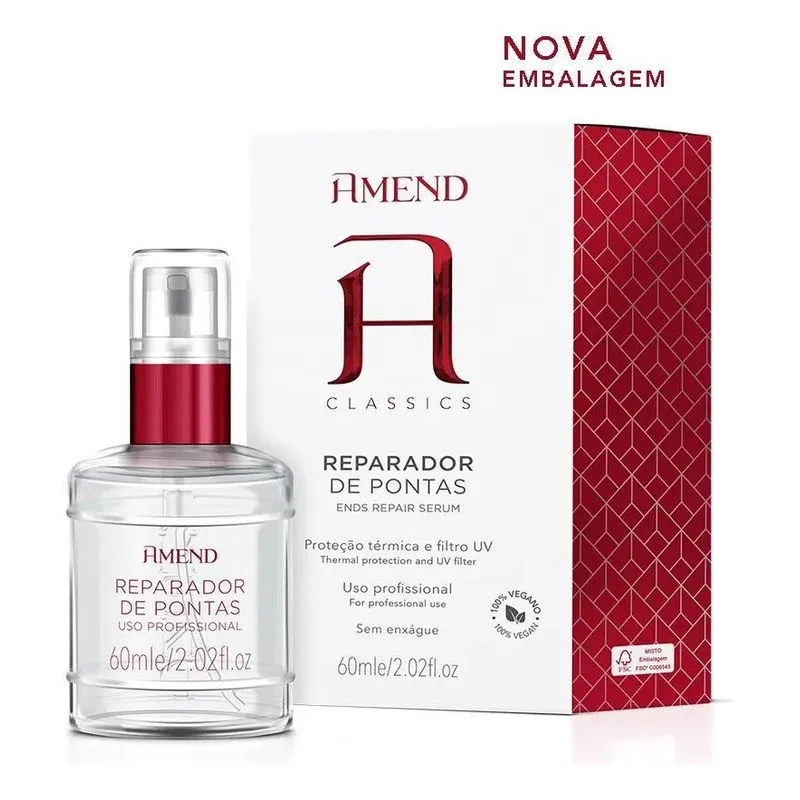 10x Reparador De Pontas Amend Serum Sem Enxágue 60ml