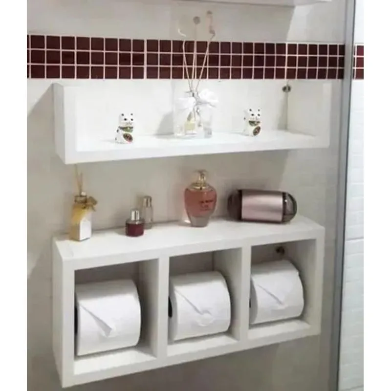 10x Kit 2 Unidades Nicho Decorativo Prateleira Para Banheir