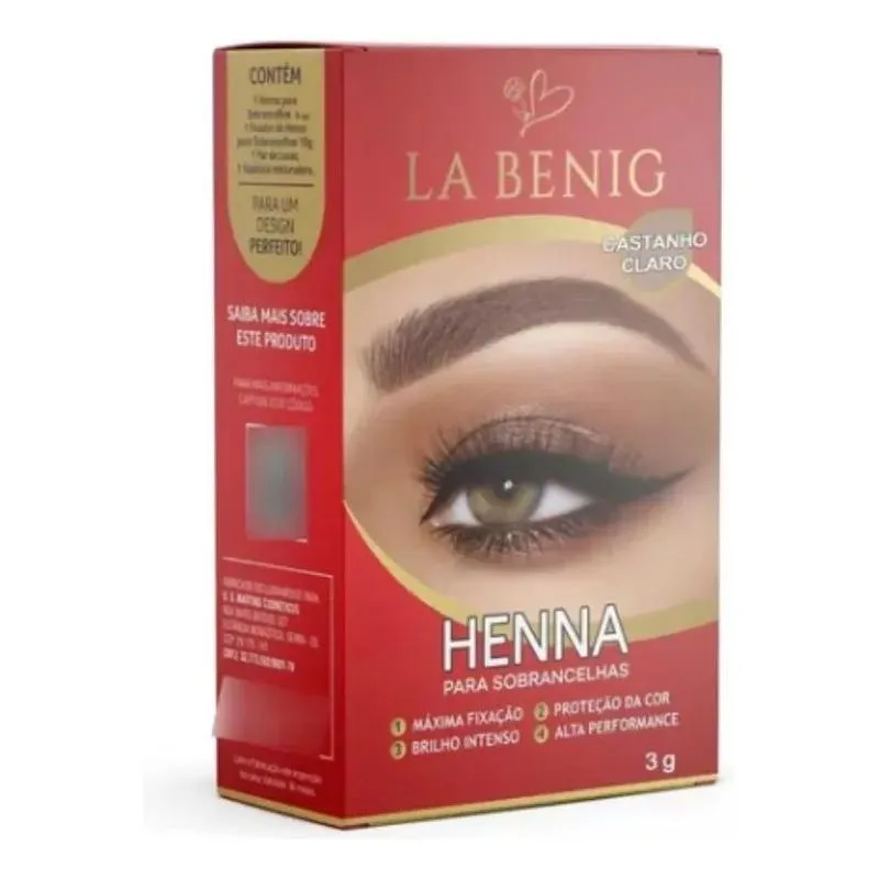 5x Henna Profissional La Benig 3g - Imediato Cor Castanho Cl