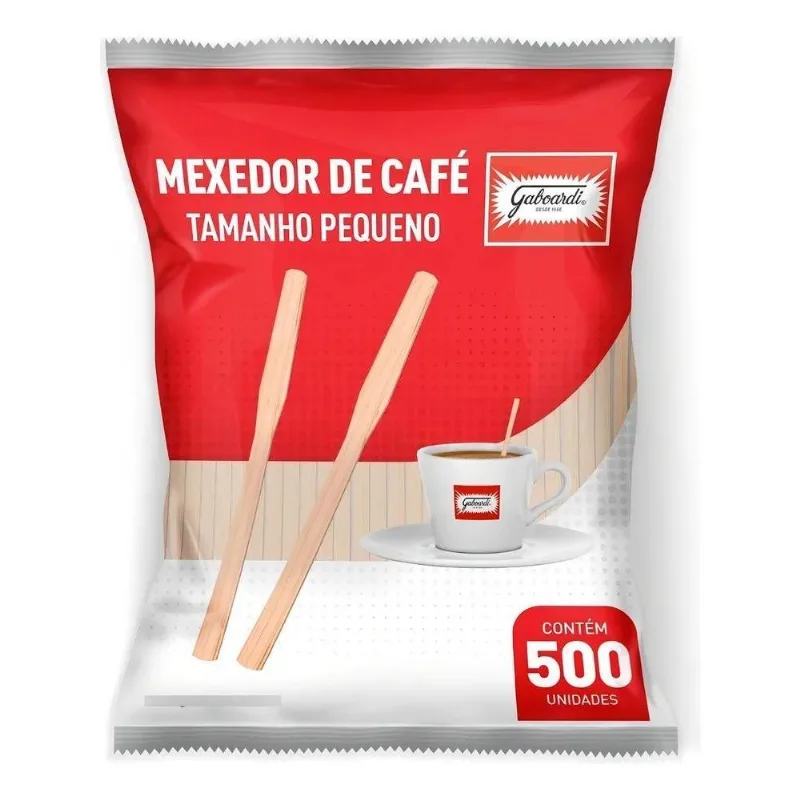 3x Gaboardi Mexedor Madeira 9cm Café Curto - 500 Unidades Bi