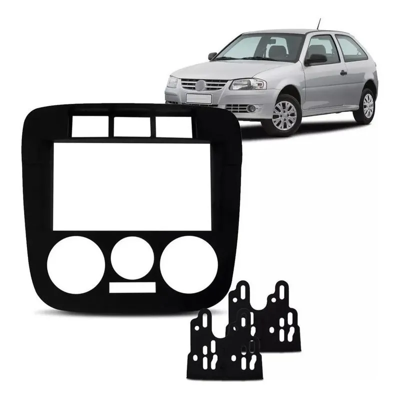5x Moldura Painel 2 Din Dvd Central Multimidia Gol G4 Preta