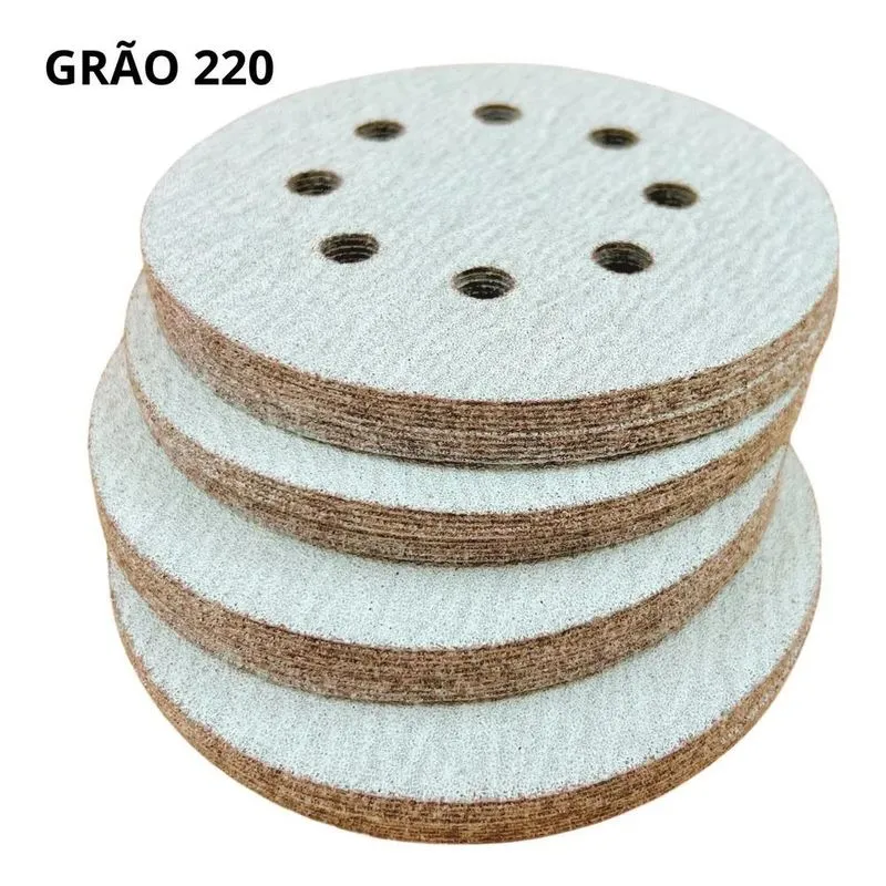 Disco Lixa Pluma 125mm 8 Furos Lixadeira Roto Orbita Grão 22