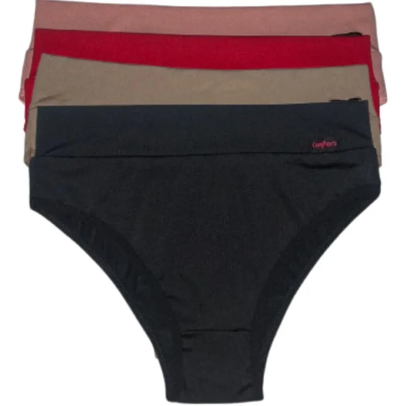 Kit 4 Calcinhas Cós Alto Feminina Lingerie Moda Íntima Cintura Alta Segura Barriga Conforto Langerie