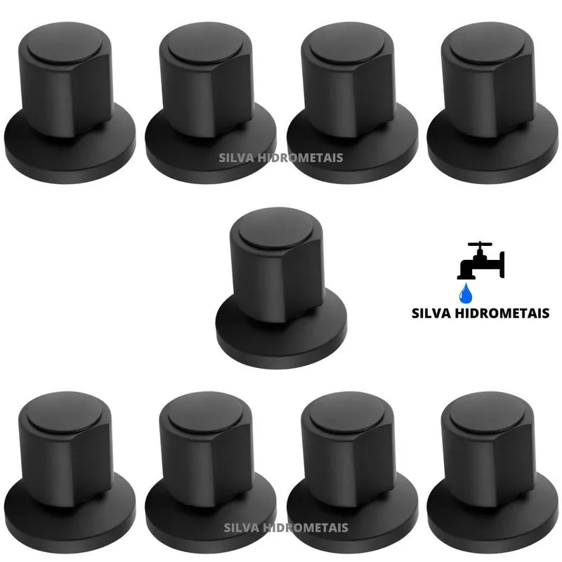Kit 9 Acabamento Registro Banheiro C40 Abs Preto Padrao Deca