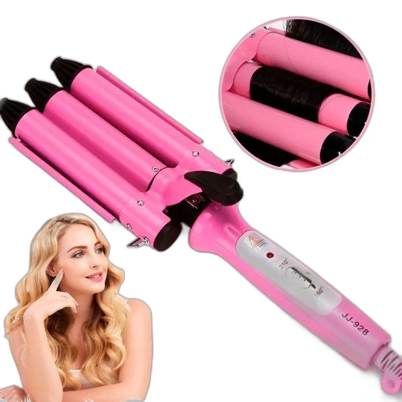 Modeladora Cachos Tri-onda Rosa Bivolt 25mm Ondas Perfeitas