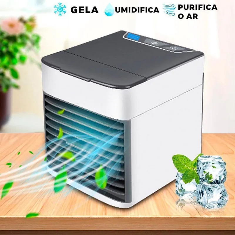 Ar Condicionado Portátil Usb Mini Ventilador E Luz Led
