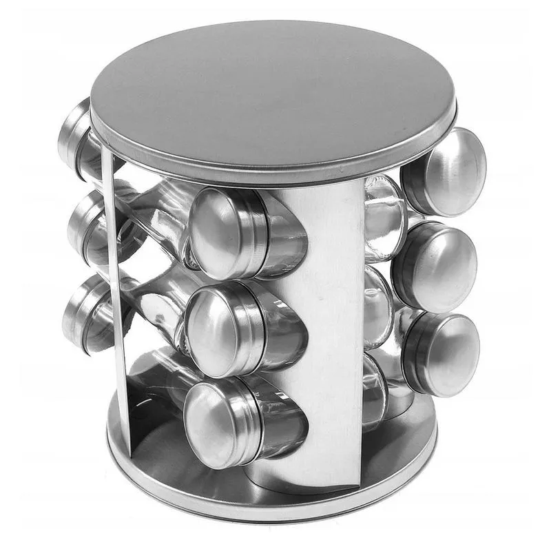 Conjunto Porta Condimento Giratório Vidro Tampa Inox Ideal