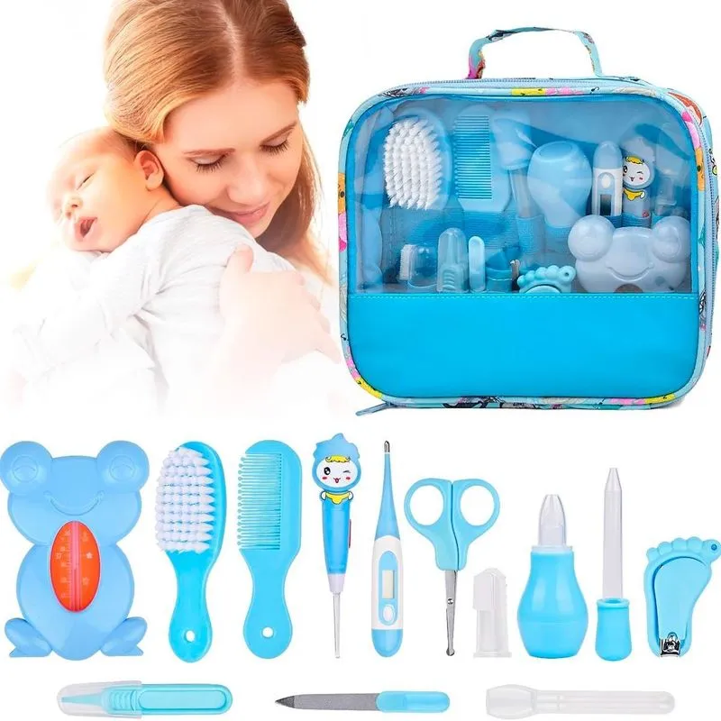 Kit Higiene Infantil Azul Bolsa Termômetro Digital Escova