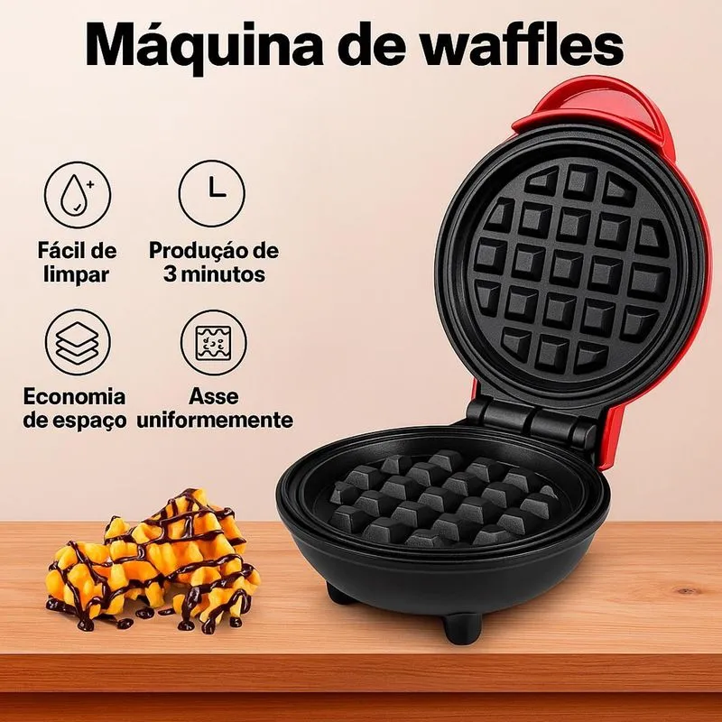 Mini Waffle Elétrica Compacta Com Aquecimento Rápido 110v