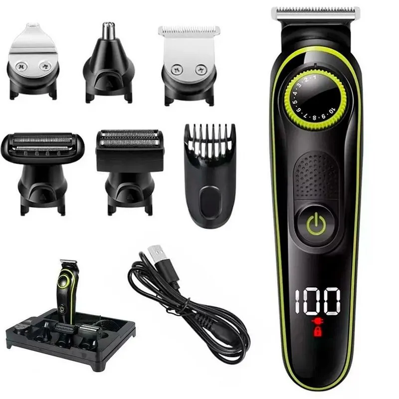 Máquina Profissional Corte Kit Recarregável Nariz Barba