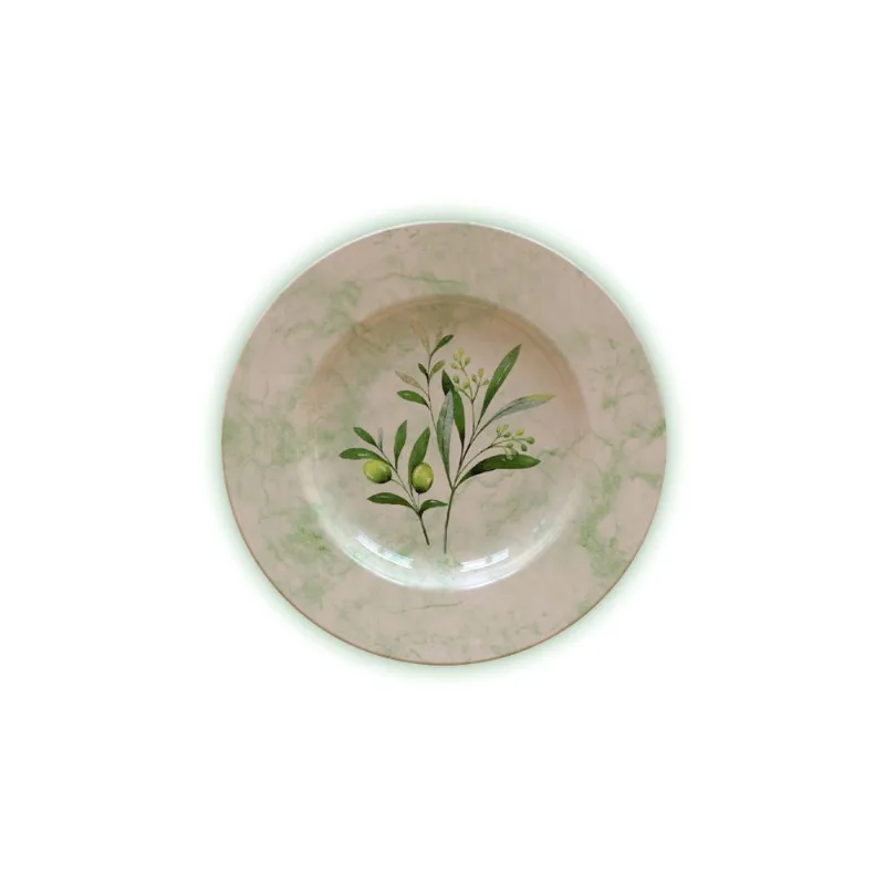 Prato Sobremesa Tramontina Oliva HO em Porcelana Decorada 21 cm