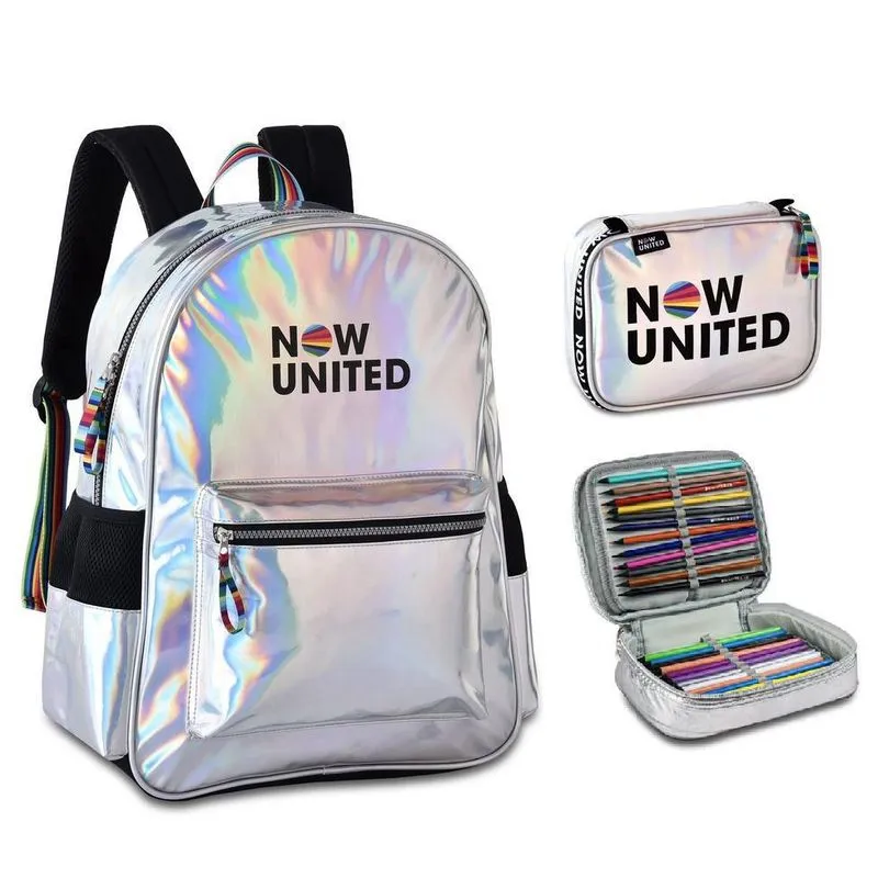 Mochila E Estojo Now United Holográfico Original Lançamento