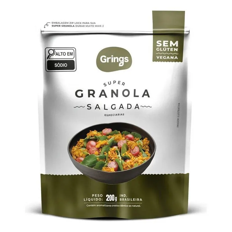 5x Super Granola Salgada Vegana Sem Glúten 200g Grings