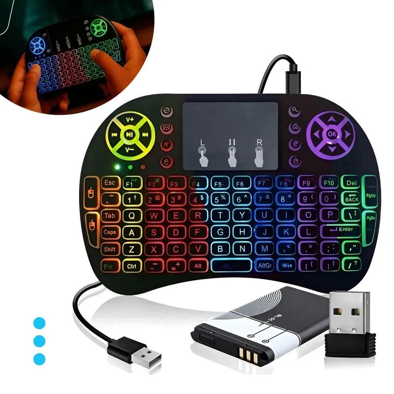 Mini Wireless Controle Teclado Smart Tv Pc Retroiluminado