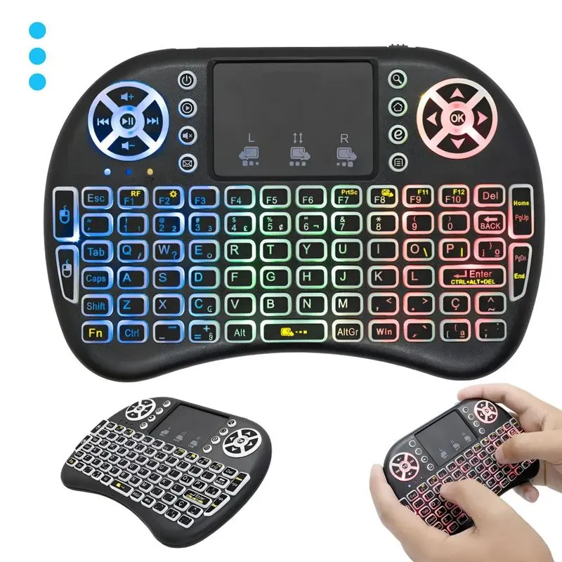 Wireless Mini Controle Usb Receiver Teclado Smart Tv Pc Rgb
