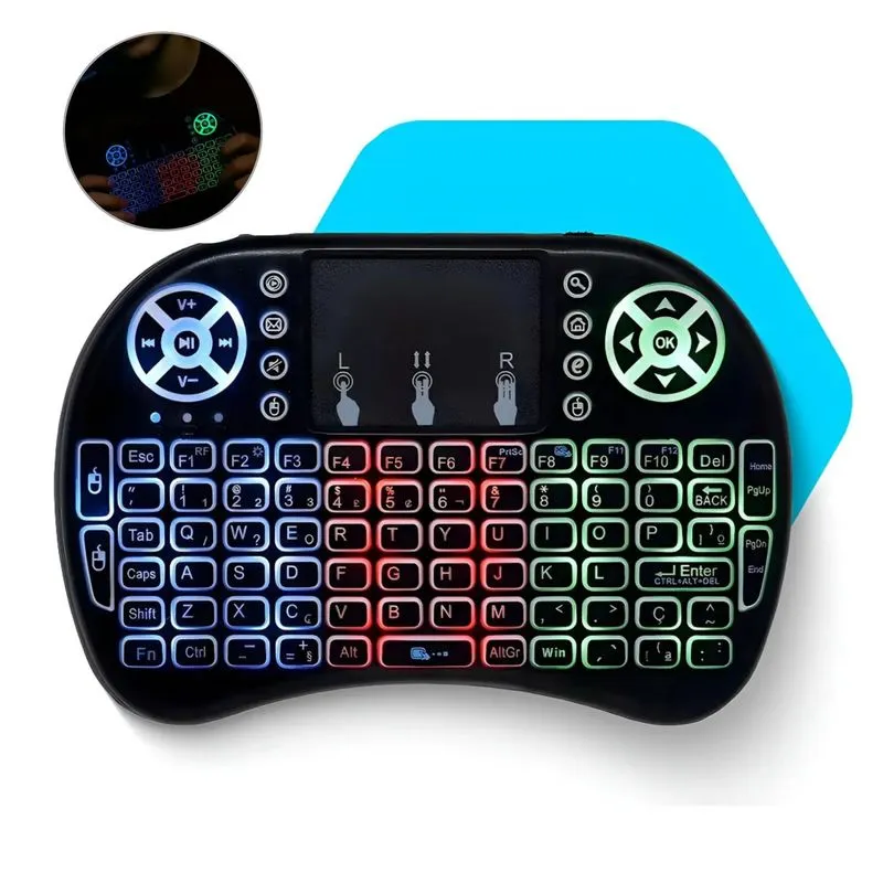 Controle Usb Receiver Wireless Smart Tv Pc Teclado Rgb