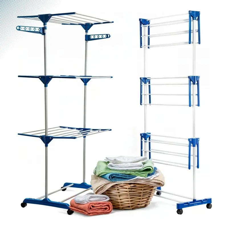 Compacto Roupas 3 Andares Varal Aço Dobrável Retrátil Seca Fácil