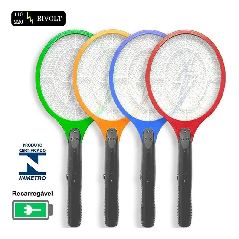 Raquete Elétrica Recarregável Para Mosquitos Rápida Bivolt
