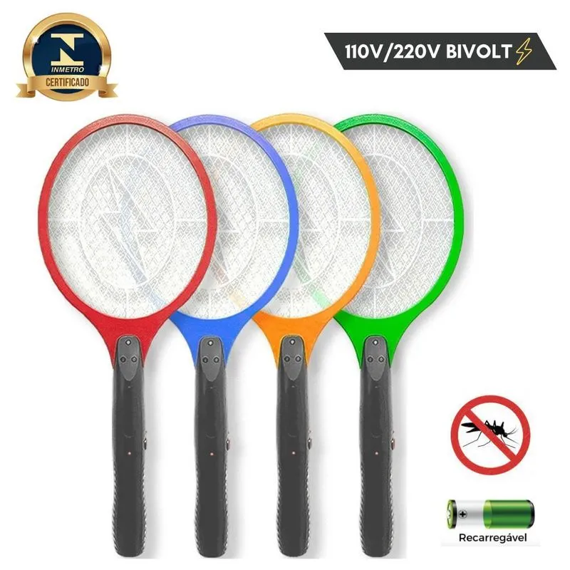 Raquete Elétrica Bivolt Para Mosquitos Recarregável Eficaz