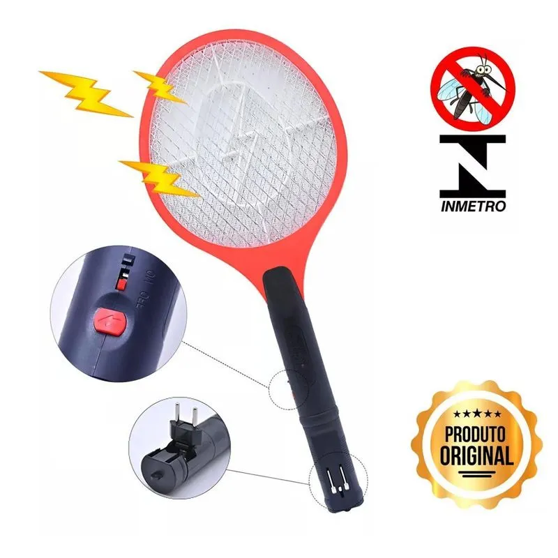 Raquete Elétrica Para Mosquitos Recarregável Bivolt