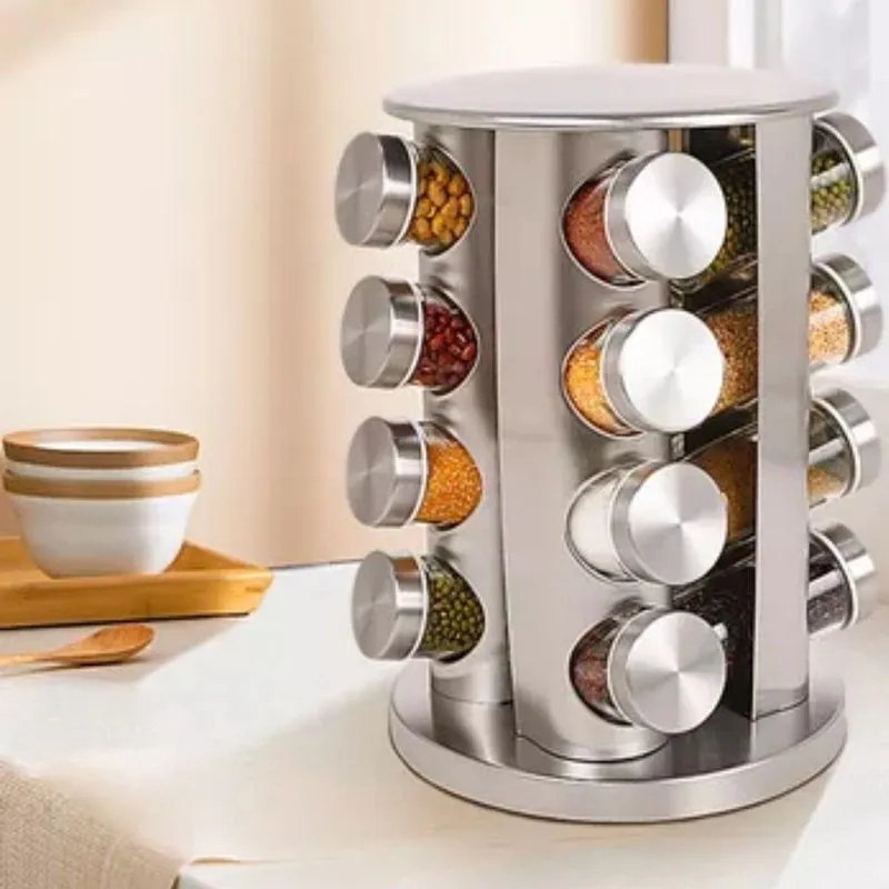 Potes Giratório Tempero Inox/vidro Organização Simples E