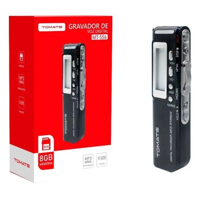 Gravador De Voz Lapela Usb Tomate Mt-556