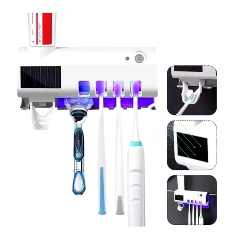 Suporte Escovas Cor Branco Dispenser Automático Pasta Dente