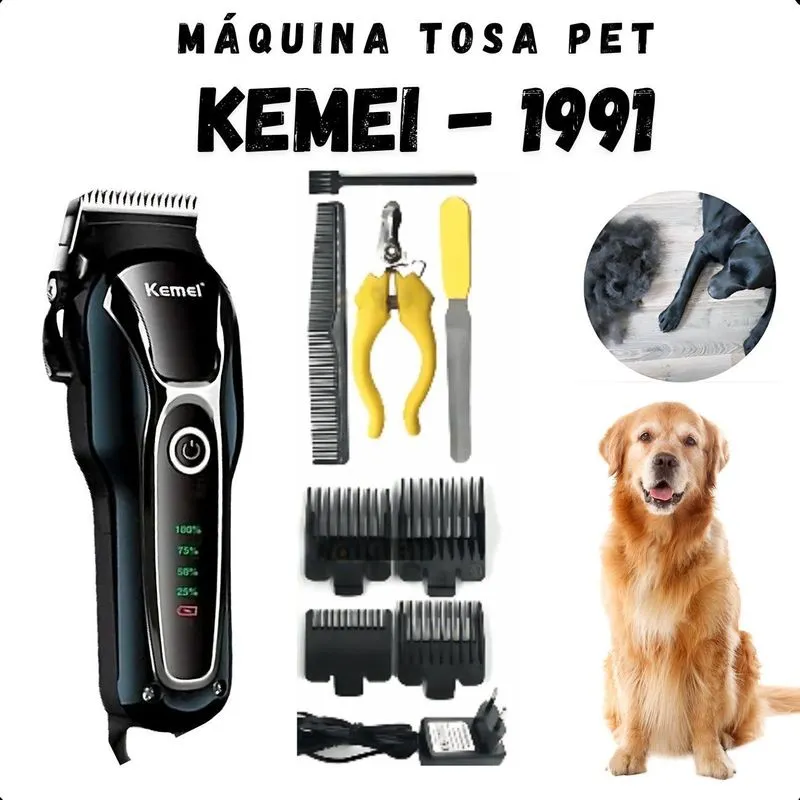 Kemei Km-1991 Cortador Sem Fio Silencioso Recarregável