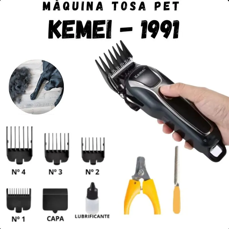 Cortador Kemei Km-1991 Profissional Recarregável E Potente