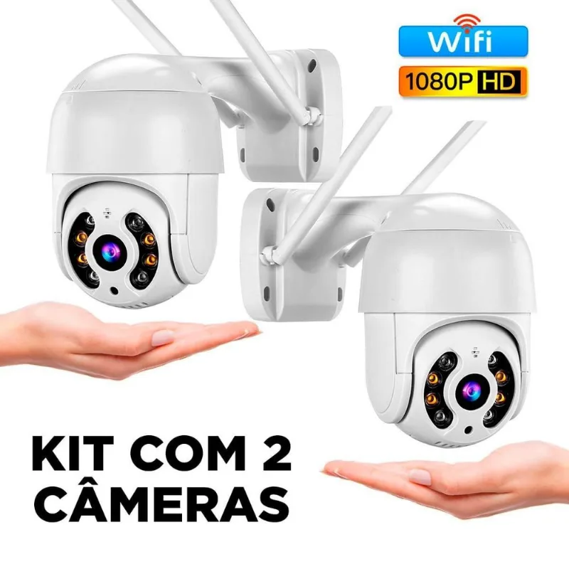 Kit 2 Câmeras 360 Ip Wifi Prova D'Água Segurança Hd
