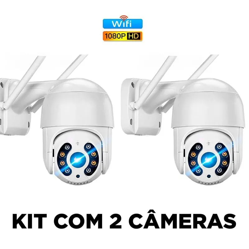 Kit 2 Câmeras Ip Segurança Wifi Hd Prova D'água 360