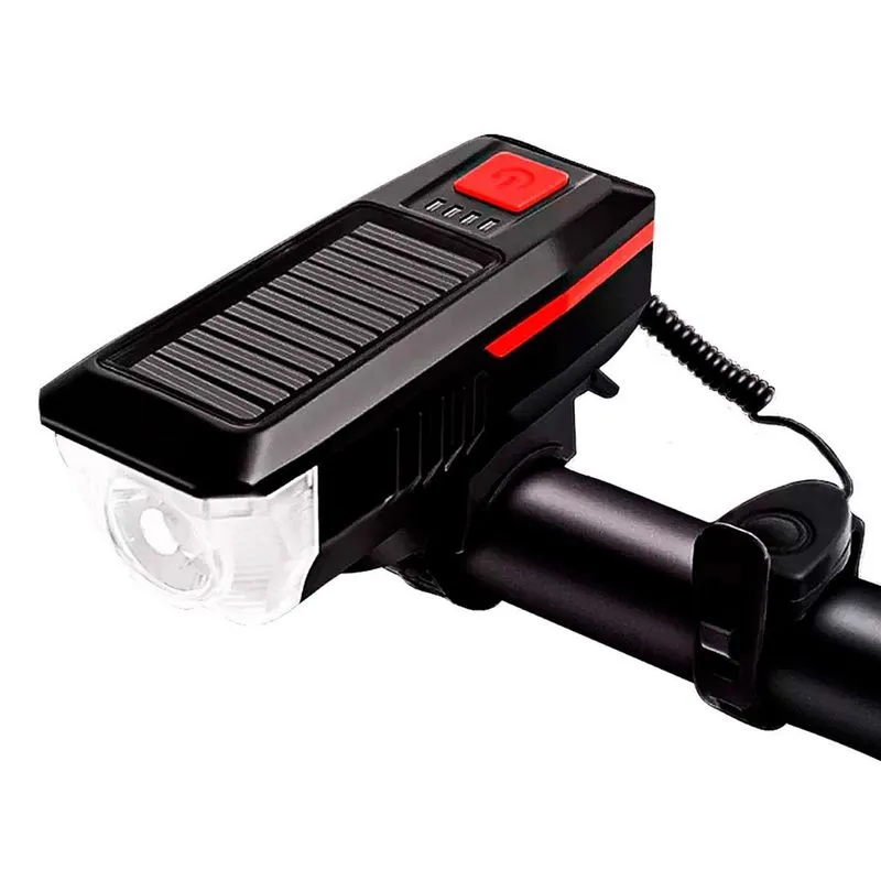 Farol Bike 600lm Solar Carregador Recarregável Usb
