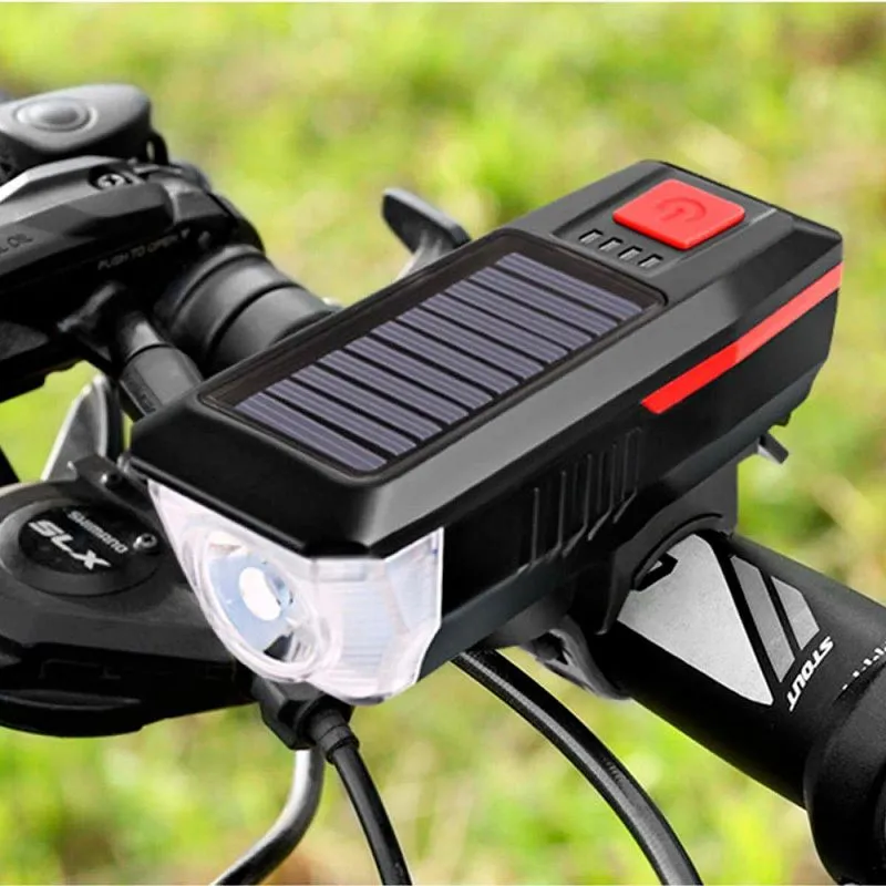 Farol Bike 600lm Solar Carregador Recarregável Usb